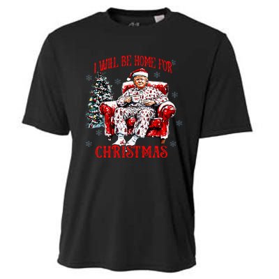 ILl Be Home For Christmas Santa Funny Trump Xmas Pajamas Cooling Performance Crew T-Shirt