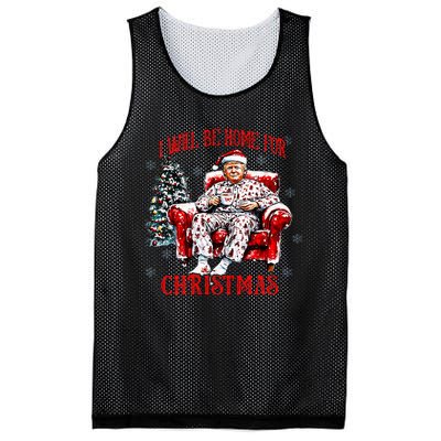 ILl Be Home For Christmas Santa Funny Trump Xmas Pajamas Mesh Reversible Basketball Jersey Tank