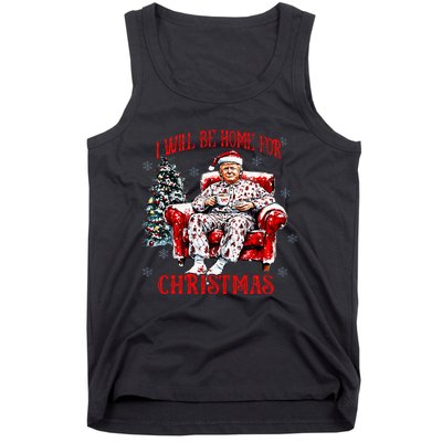 ILl Be Home For Christmas Santa Funny Trump Xmas Pajamas Tank Top