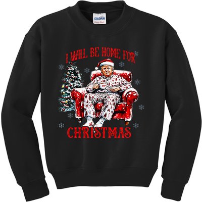 ILl Be Home For Christmas Santa Funny Trump Xmas Pajamas Kids Sweatshirt