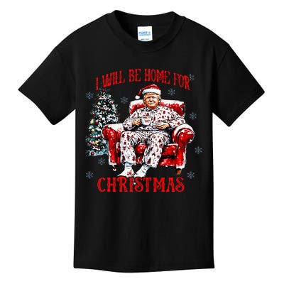 ILl Be Home For Christmas Santa Funny Trump Xmas Pajamas Kids T-Shirt