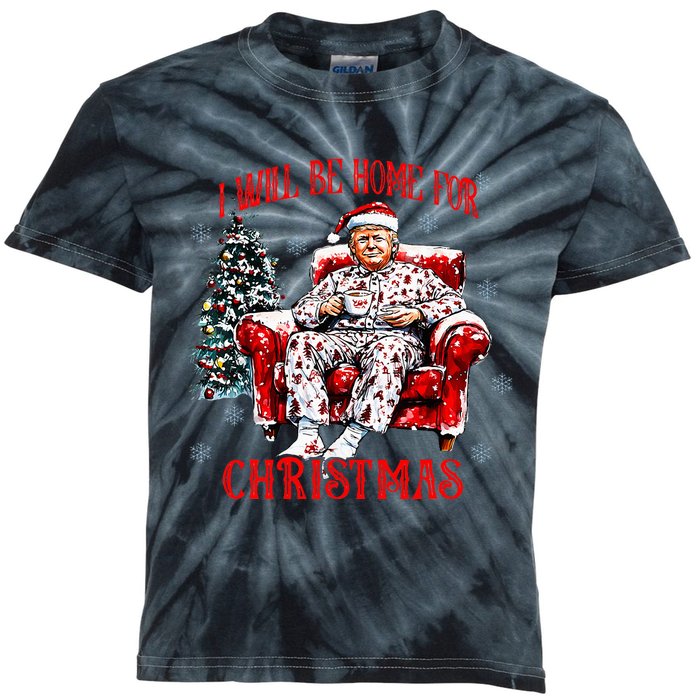 ILl Be Home For Christmas Santa Funny Trump Xmas Pajamas Kids Tie-Dye T-Shirt