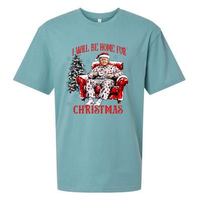 ILl Be Home For Christmas Santa Funny Trump Xmas Pajamas Sueded Cloud Jersey T-Shirt