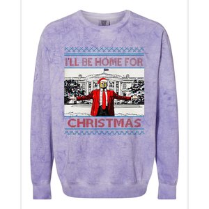 I’Ll Be Home For Christmas 2024 Santa Trump Xmas Colorblast Crewneck Sweatshirt