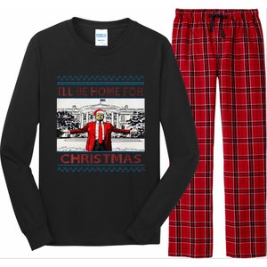 I’Ll Be Home For Christmas 2024 Santa Trump Xmas Long Sleeve Pajama Set