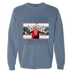 I’Ll Be Home For Christmas 2024 Santa Trump Xmas Garment-Dyed Sweatshirt