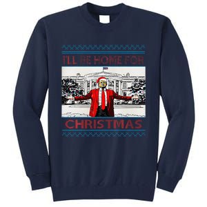 I’Ll Be Home For Christmas 2024 Santa Trump Xmas Tall Sweatshirt