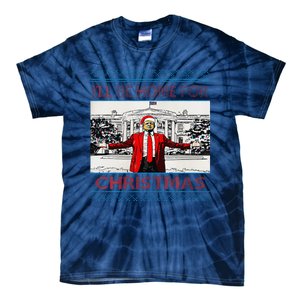 I’Ll Be Home For Christmas 2024 Santa Trump Xmas Tie-Dye T-Shirt