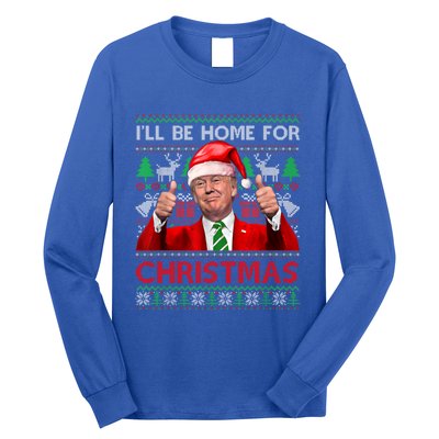 ILl Be Home For Christmas Santa Trump Xmas Pajamas Funny Gift Long Sleeve Shirt