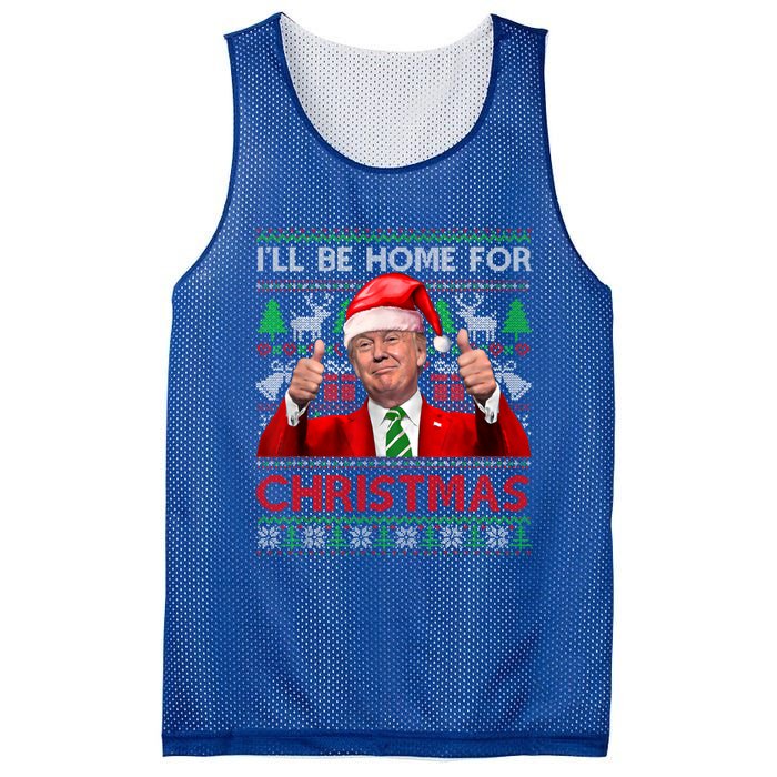 ILl Be Home For Christmas Santa Trump Xmas Pajamas Funny Gift Mesh Reversible Basketball Jersey Tank