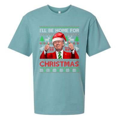 ILl Be Home For Christmas Santa Trump Xmas Pajamas Funny Gift Sueded Cloud Jersey T-Shirt