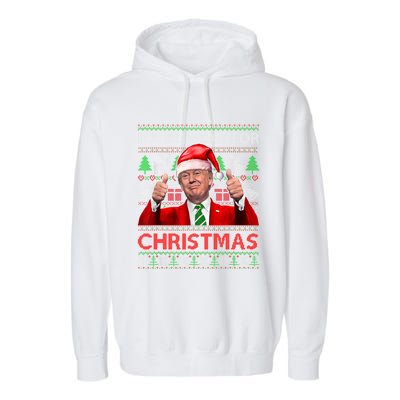 ILl Be Home For Christmas Santa Trump Xmas Pajamas Funny Gift Garment-Dyed Fleece Hoodie