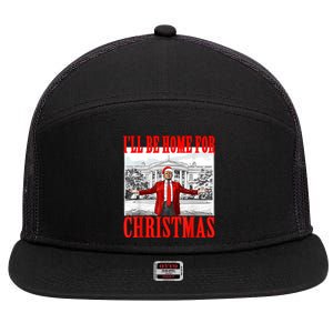 ILl Be Home For Christmas Santa Funny Trump Xmas Pajamas 7 Panel Mesh Trucker Snapback Hat