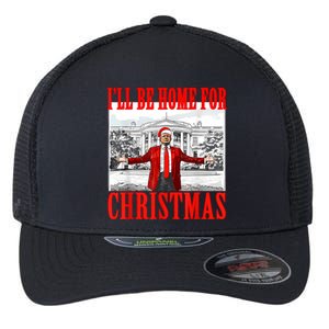 ILl Be Home For Christmas Santa Funny Trump Xmas Pajamas Flexfit Unipanel Trucker Cap