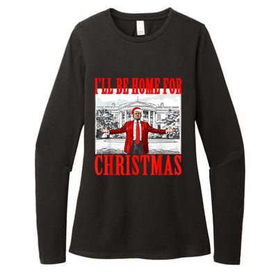 ILl Be Home For Christmas Santa Funny Trump Xmas Pajamas Womens CVC Long Sleeve Shirt