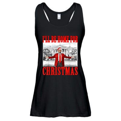 ILl Be Home For Christmas Santa Funny Trump Xmas Pajamas Ladies Essential Flowy Tank