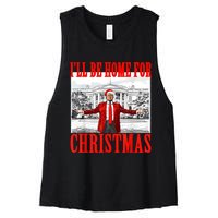 ILl Be Home For Christmas Santa Funny Trump Xmas Pajamas Women's Racerback Cropped Tank