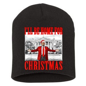 ILl Be Home For Christmas Santa Funny Trump Xmas Pajamas Short Acrylic Beanie