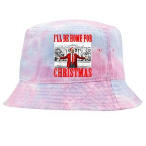 ILl Be Home For Christmas Santa Funny Trump Xmas Pajamas Tie-Dyed Bucket Hat