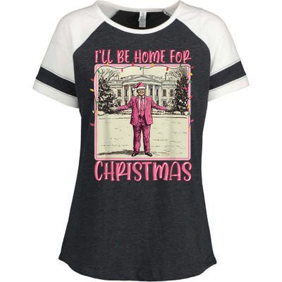 ILl Be Home For Christmas Santa Trump Xmas Pajamas Funny Gift Enza Ladies Jersey Colorblock Tee