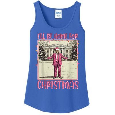 ILl Be Home For Christmas Santa Trump Xmas Pajamas Funny Gift Ladies Essential Tank