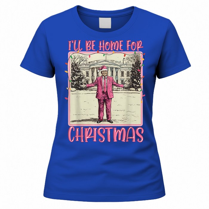 ILl Be Home For Christmas Santa Trump Xmas Pajamas Funny Gift Women's T-Shirt