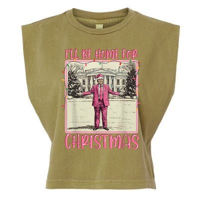 ILl Be Home For Christmas Santa Trump Xmas Pajamas Funny Gift Garment-Dyed Women's Muscle Tee