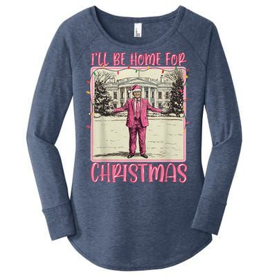 ILl Be Home For Christmas Santa Trump Xmas Pajamas Funny Gift Women's Perfect Tri Tunic Long Sleeve Shirt