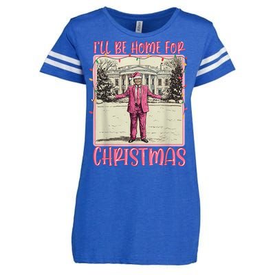 ILl Be Home For Christmas Santa Trump Xmas Pajamas Funny Gift Enza Ladies Jersey Football T-Shirt