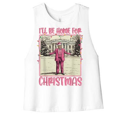 ILl Be Home For Christmas Santa Trump Xmas Pajamas Funny Gift Women's Racerback Cropped Tank