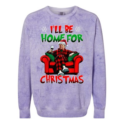 ILl Be Home For Christmas Santa Funny Trump Xmas Colorblast Crewneck Sweatshirt