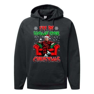 ILl Be Home For Christmas Santa Funny Trump Xmas Performance Fleece Hoodie