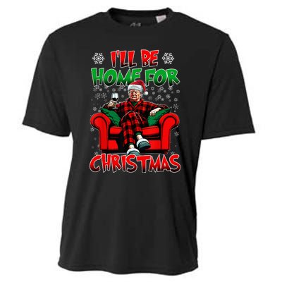 ILl Be Home For Christmas Santa Funny Trump Xmas Cooling Performance Crew T-Shirt