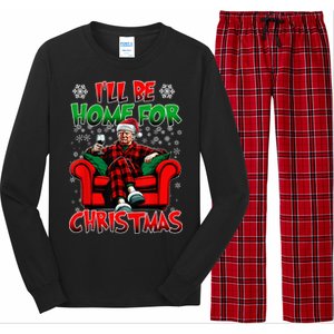 ILl Be Home For Christmas Santa Funny Trump Xmas Long Sleeve Pajama Set