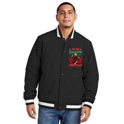 ILl Be Home For Christmas Santa Funny Trump Xmas Insulated Varsity Jacket