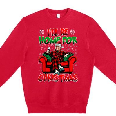 ILl Be Home For Christmas Santa Funny Trump Xmas Premium Crewneck Sweatshirt