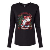 ILl Be Home For Christmas Funny Santa Claus Trump 2024 Womens Cotton Relaxed Long Sleeve T-Shirt