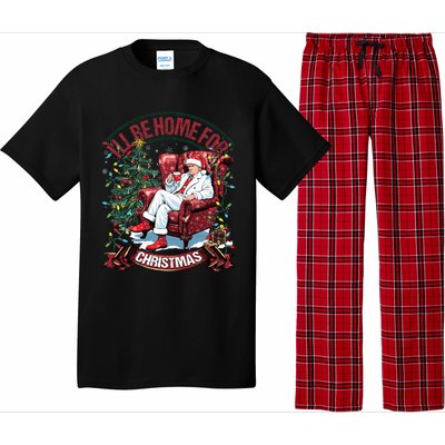 ILl Be Home For Christmas Funny Santa Claus Trump 2024 Pajama Set