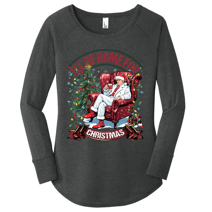 ILl Be Home For Christmas Funny Santa Claus Trump 2024 Women's Perfect Tri Tunic Long Sleeve Shirt