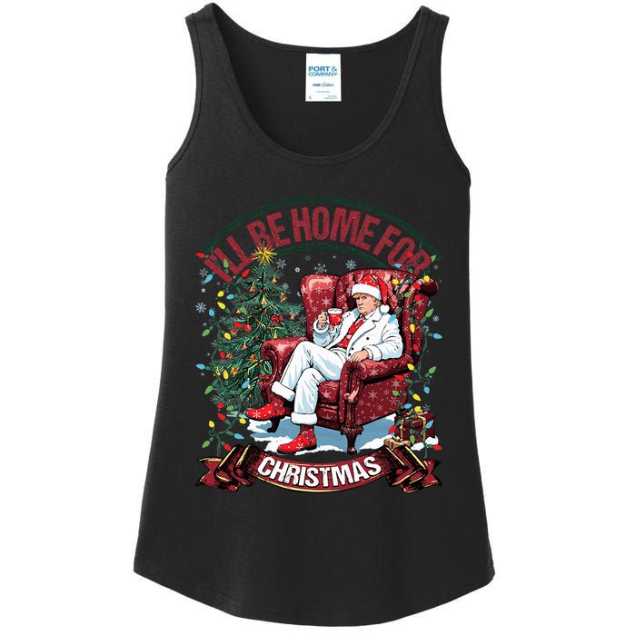 ILl Be Home For Christmas Funny Santa Claus Trump 2024 Ladies Essential Tank