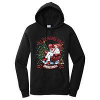 ILl Be Home For Christmas Funny Santa Claus Trump 2024 Women's Pullover Hoodie