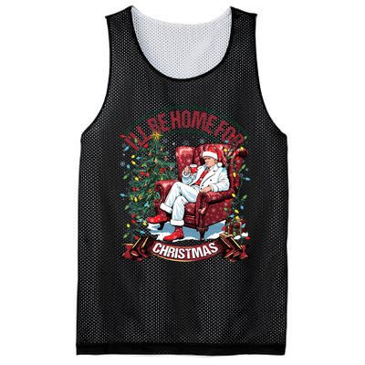 ILl Be Home For Christmas Funny Santa Claus Trump 2024 Mesh Reversible Basketball Jersey Tank