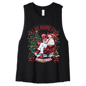 ILl Be Home For Christmas Funny Santa Claus Trump 2024 Women's Racerback Cropped Tank