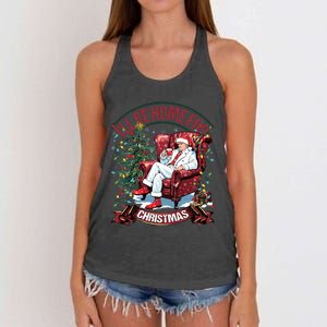 ILl Be Home For Christmas Funny Santa Claus Trump 2024 Women's Knotted Racerback Tank