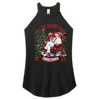 ILl Be Home For Christmas Funny Santa Claus Trump 2024 Women's Perfect Tri Rocker Tank