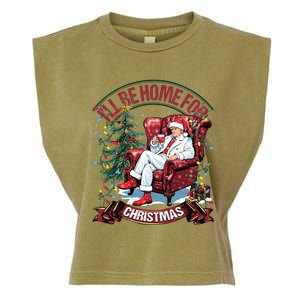 ILl Be Home For Christmas Funny Santa Claus Trump 2024 Garment-Dyed Women's Muscle Tee