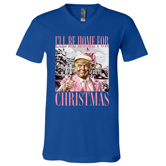 ILl Be Home For Christmas Santa V-Neck T-Shirt