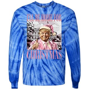 ILl Be Home For Christmas Santa Tie-Dye Long Sleeve Shirt