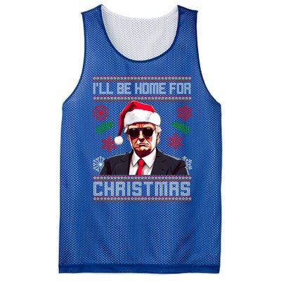 ILl Be Home For Christmas Trump Santa Claus Ugly Great Gift Mesh Reversible Basketball Jersey Tank