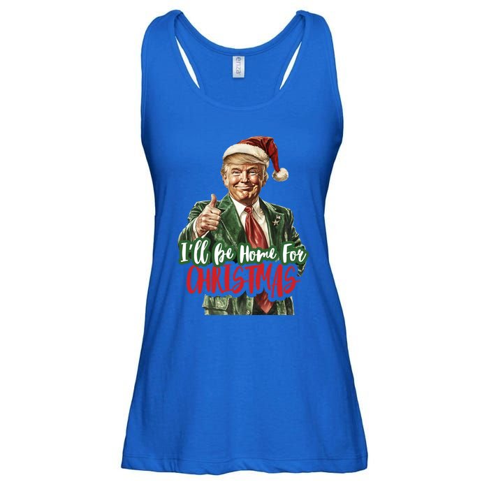 ILl Be Home For Christmas Santa Trump Xmas Pajamas Funny Gift Ladies Essential Flowy Tank